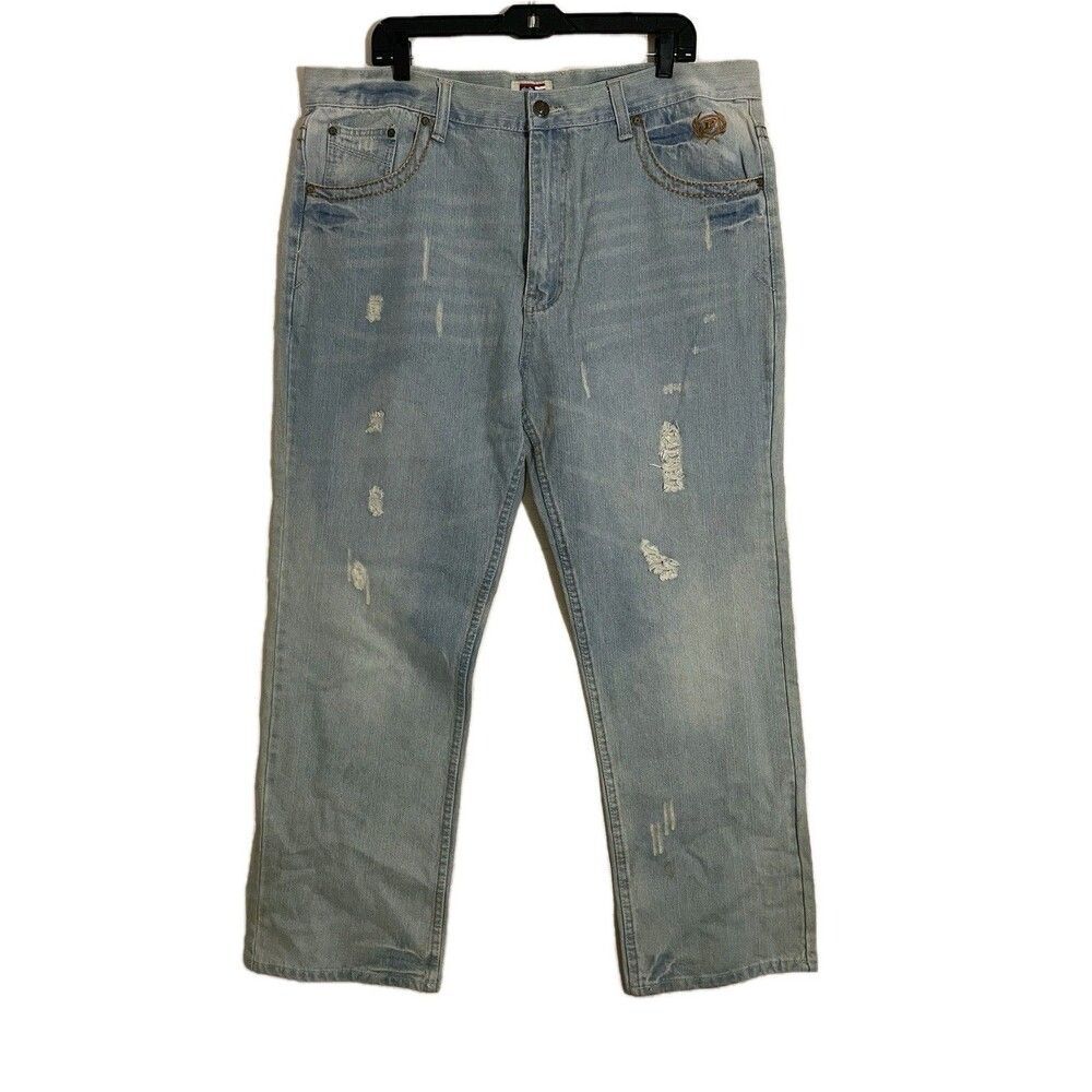 Vintage PHAT FARM Men's Denim Wide Leg Whitewash Baggy Jeans‎ SIZE 40x32 Y2K